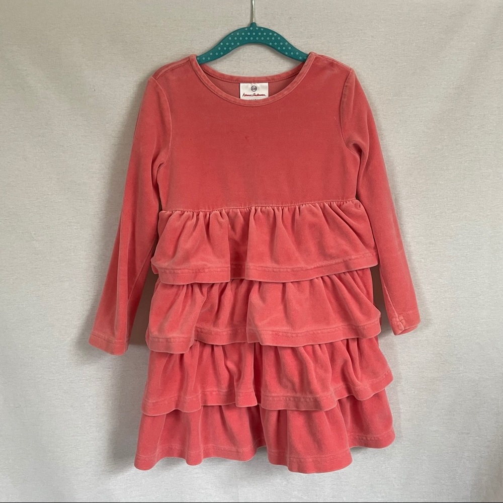 HANNA ANDERSSON VELVET RUFFLE DRESS Sz 110/5T